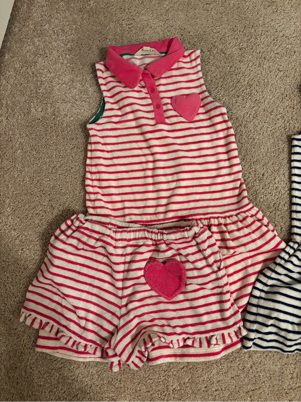 Mini Boden Pink & White Striped Heart Tank Top and Shorts Set + Blue set